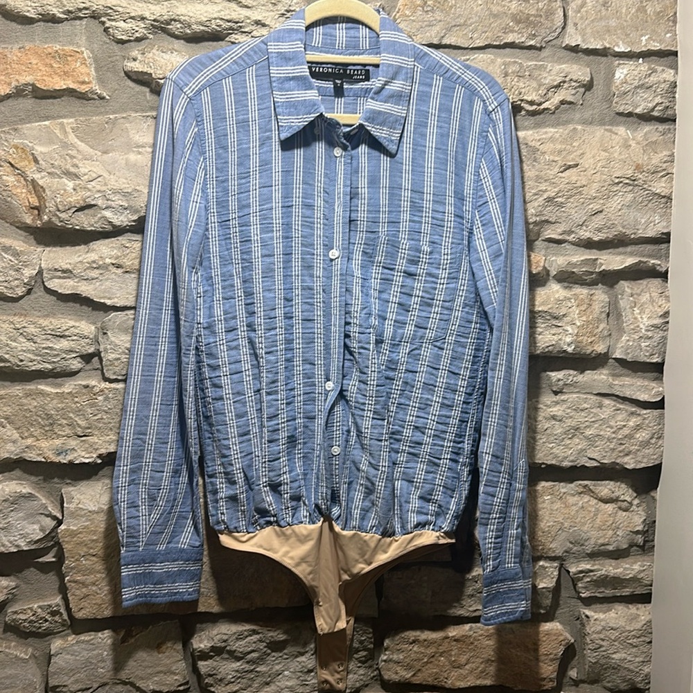 Veronica Beard Striped Long Sleeved Bodysuit. Size Small.